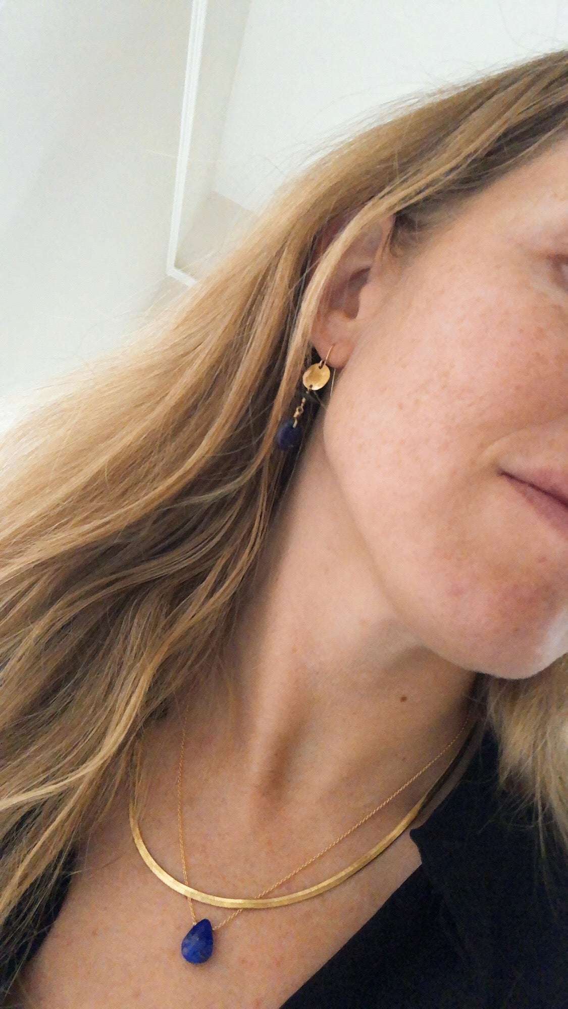 Gemstone Totem Earrings - Lapis + Tourmaline