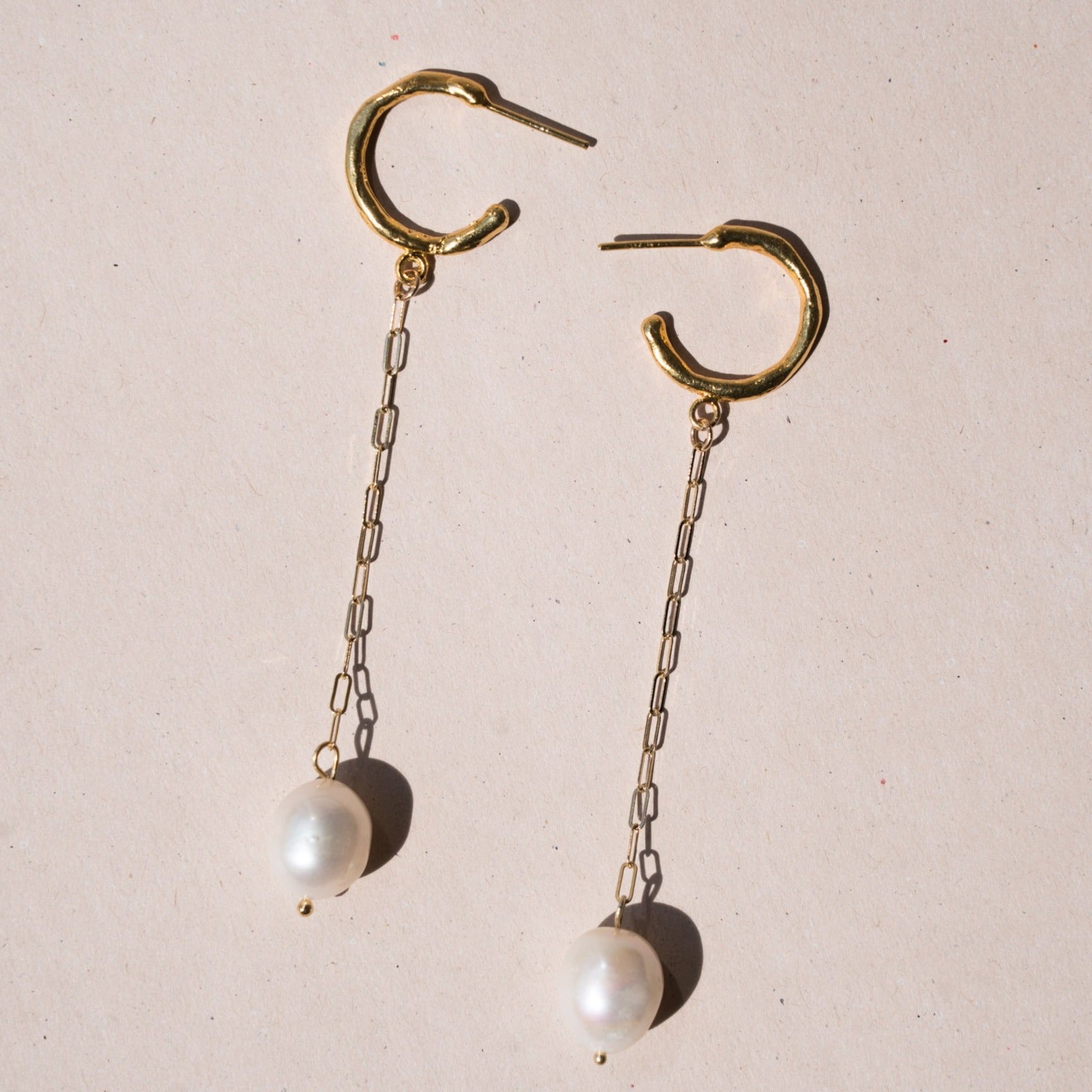 Lola Drop Earrings- Pearl + 14k Gold