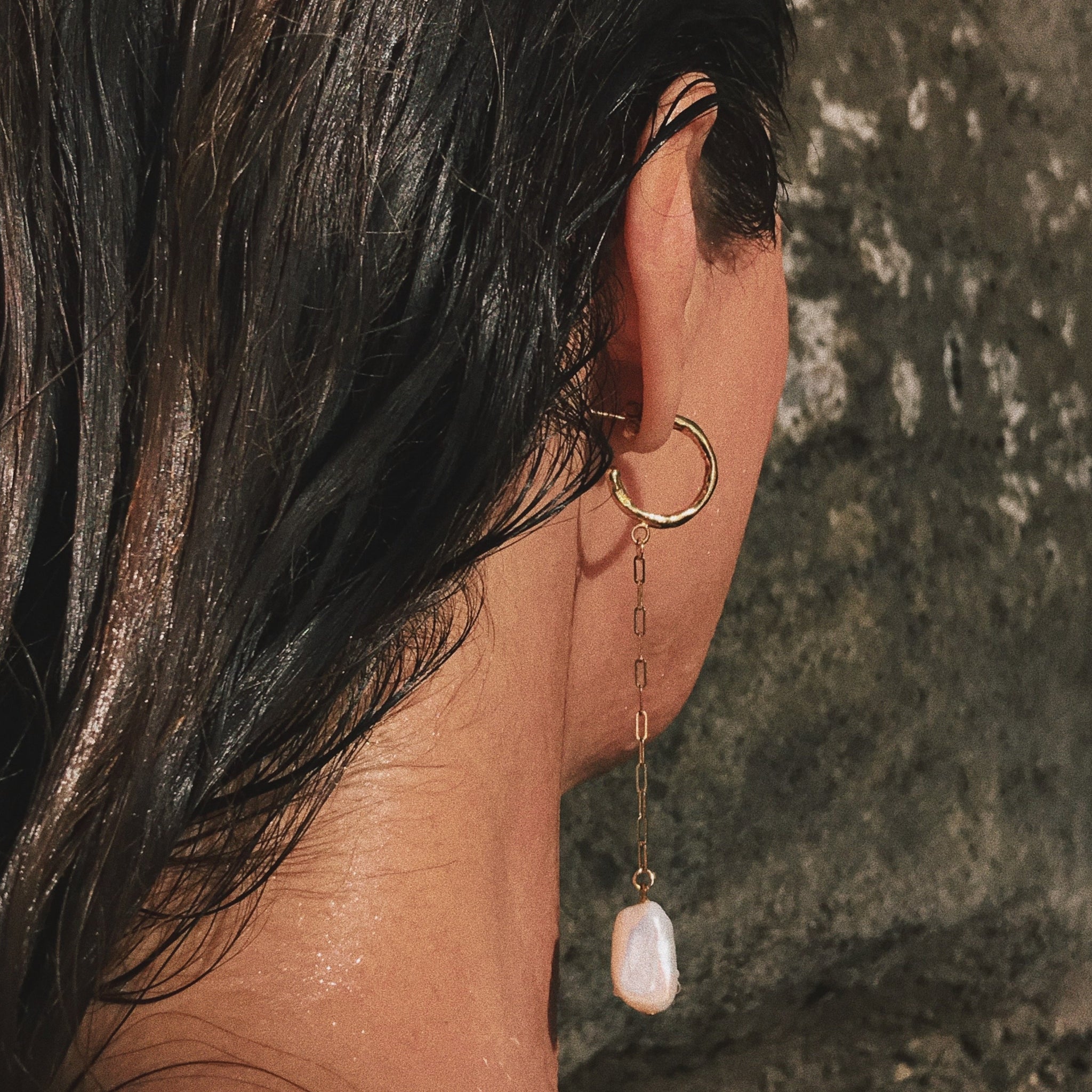 Lola Drop Earrings- Pearl + 14k Gold