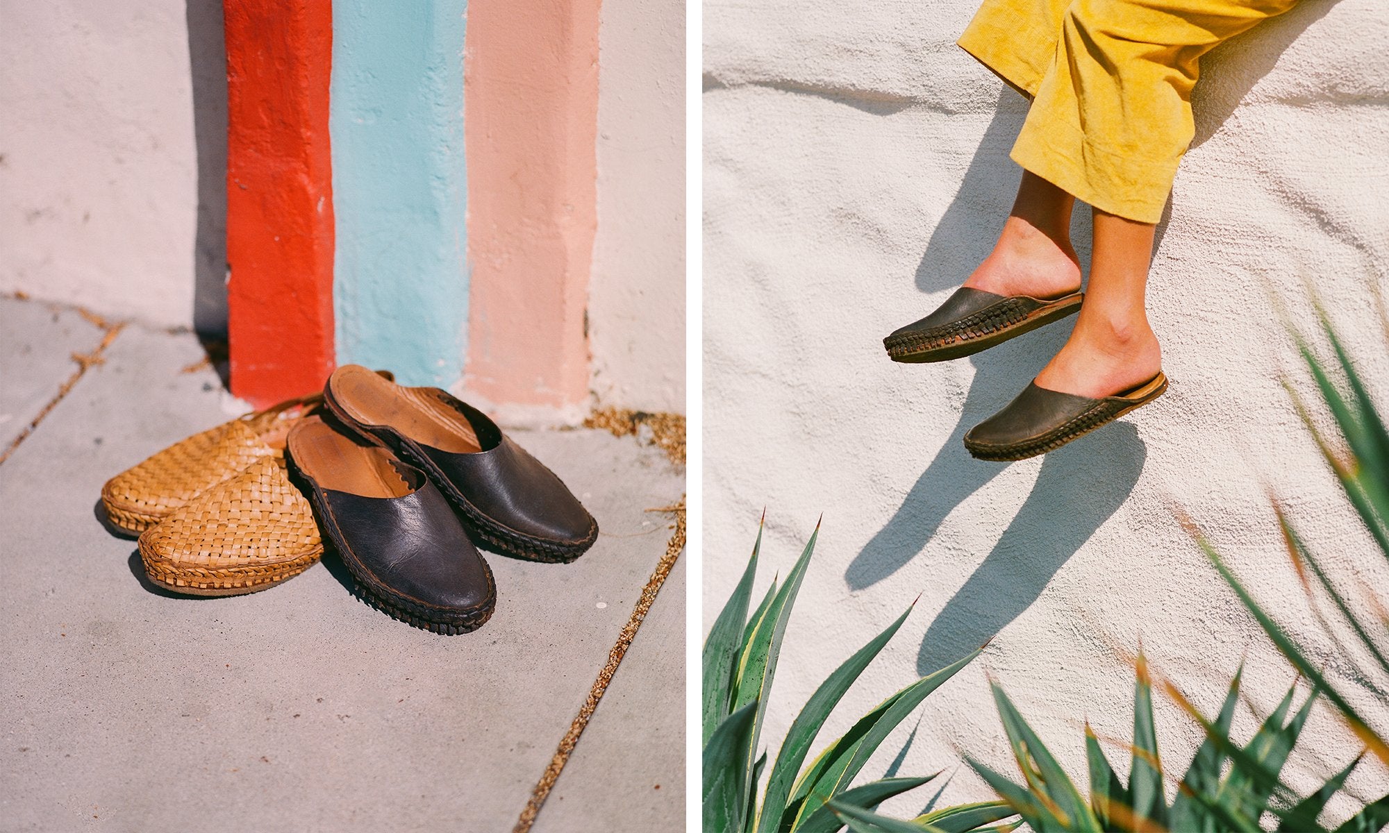 Solid Leather Slide - Iron-Dyed Black