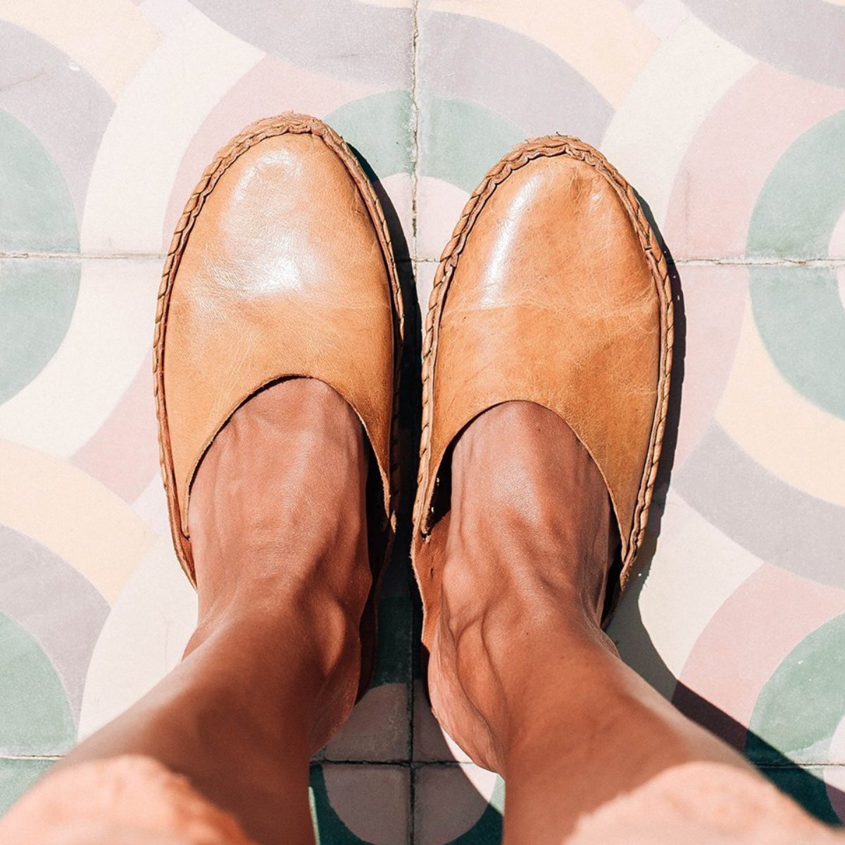 Solid Leather Slide - Natural