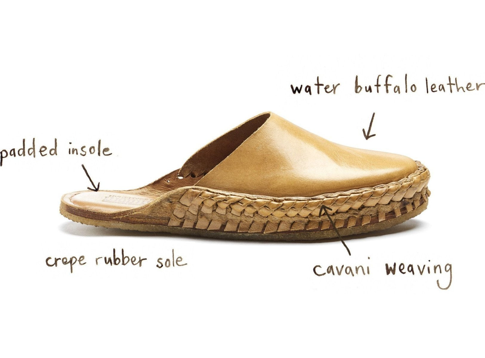 Solid Leather Slide - Natural