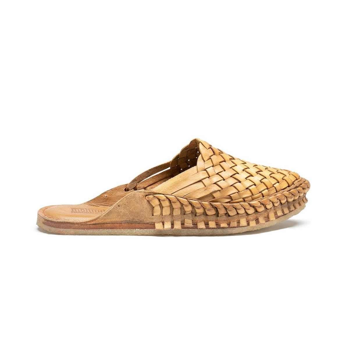 Woven Leather Slide- Natural Leather