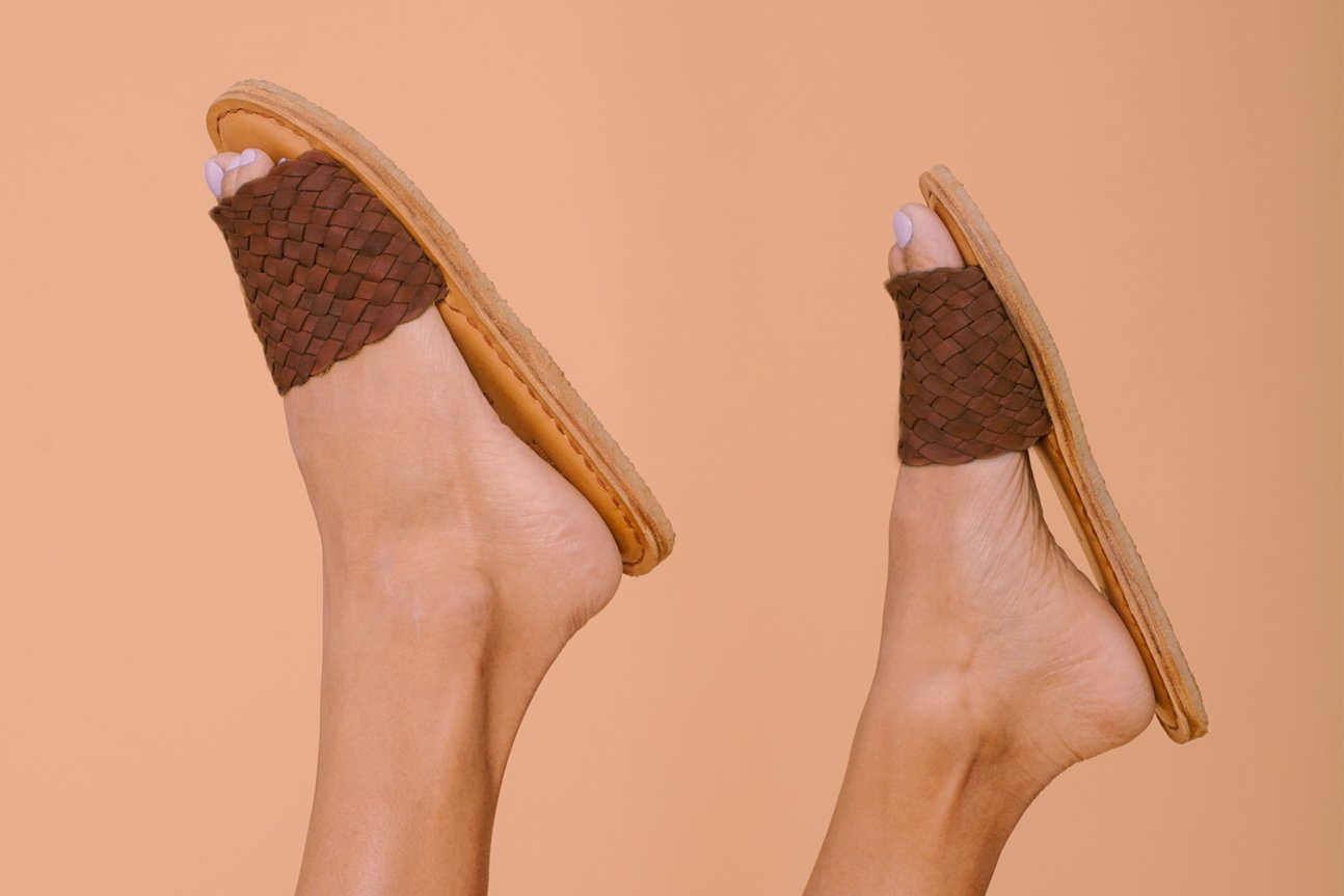 Woven Leather Sandal- Oiled Brown