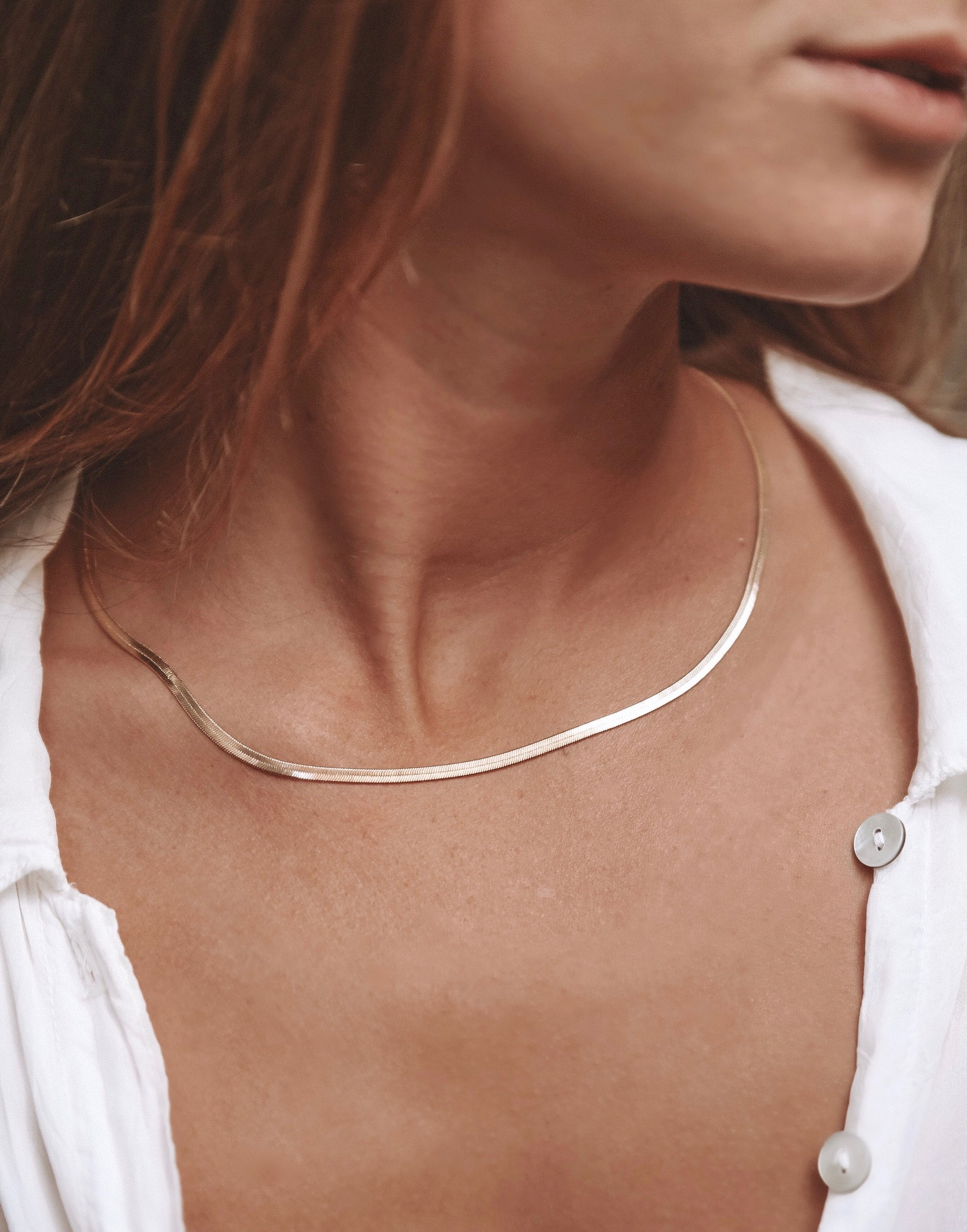 Kay Herringbone Chain Necklace- 18k Gold