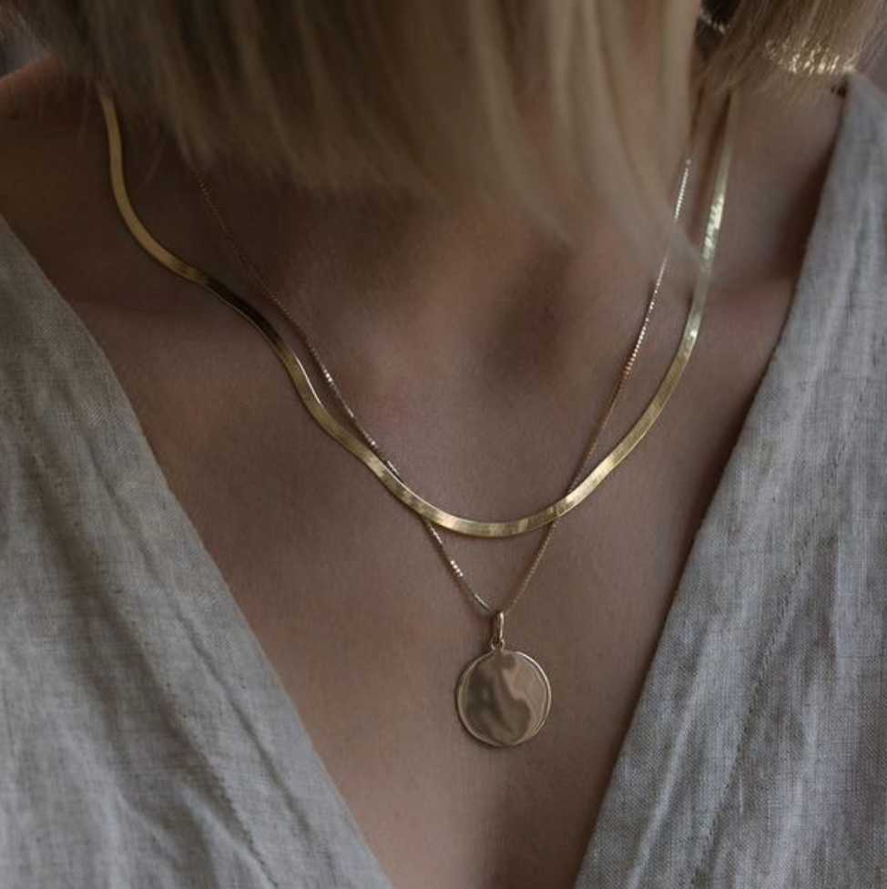 Kay Herringbone Chain Necklace- 18k Gold