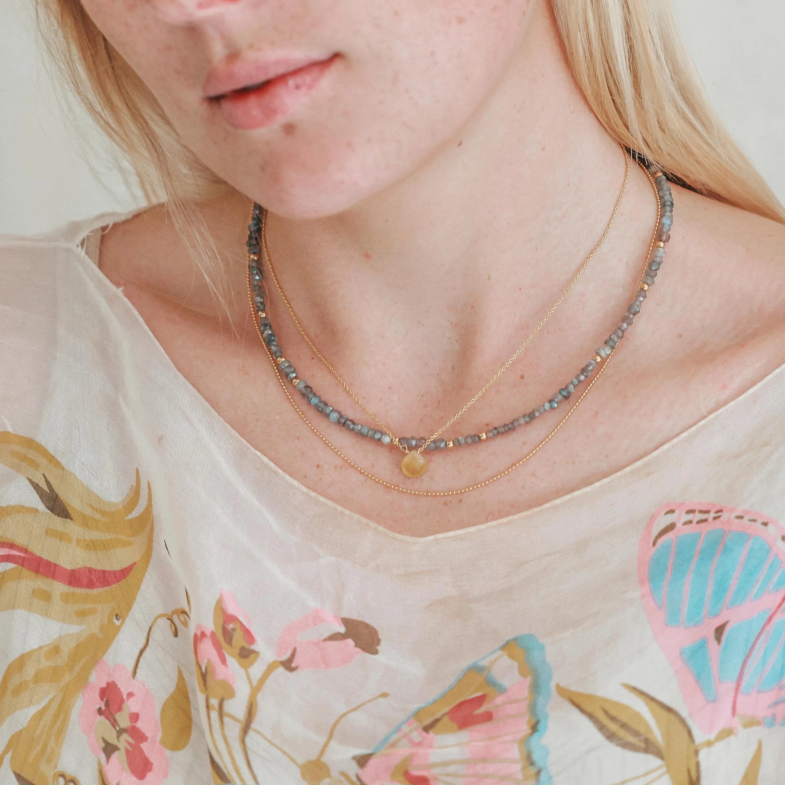 Moon Cycle Necklace- Labradorite