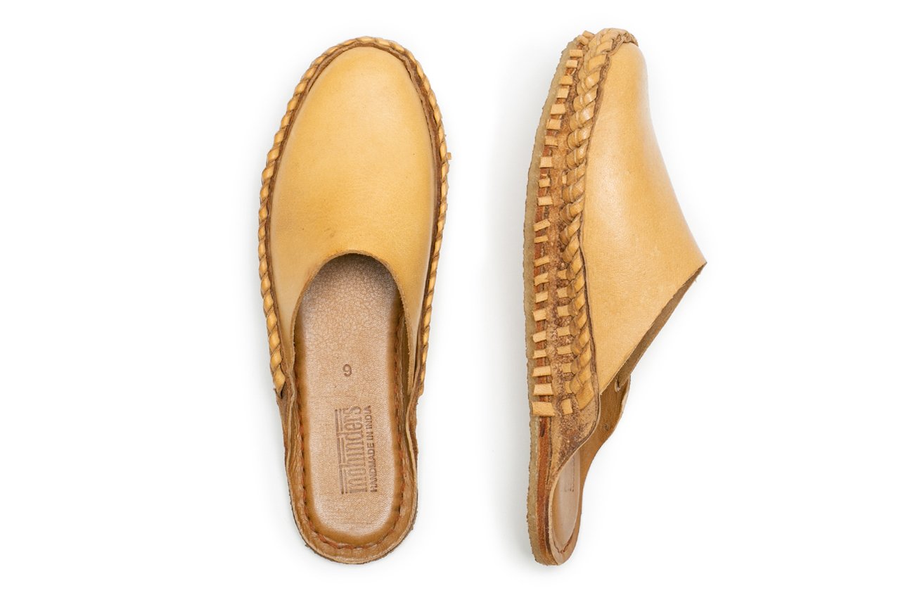 Solid Leather Slide - Natural